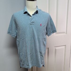 Polo Ralph Lauren Light Blue Heather Classic Fit Cotton Polo Shirt Size L